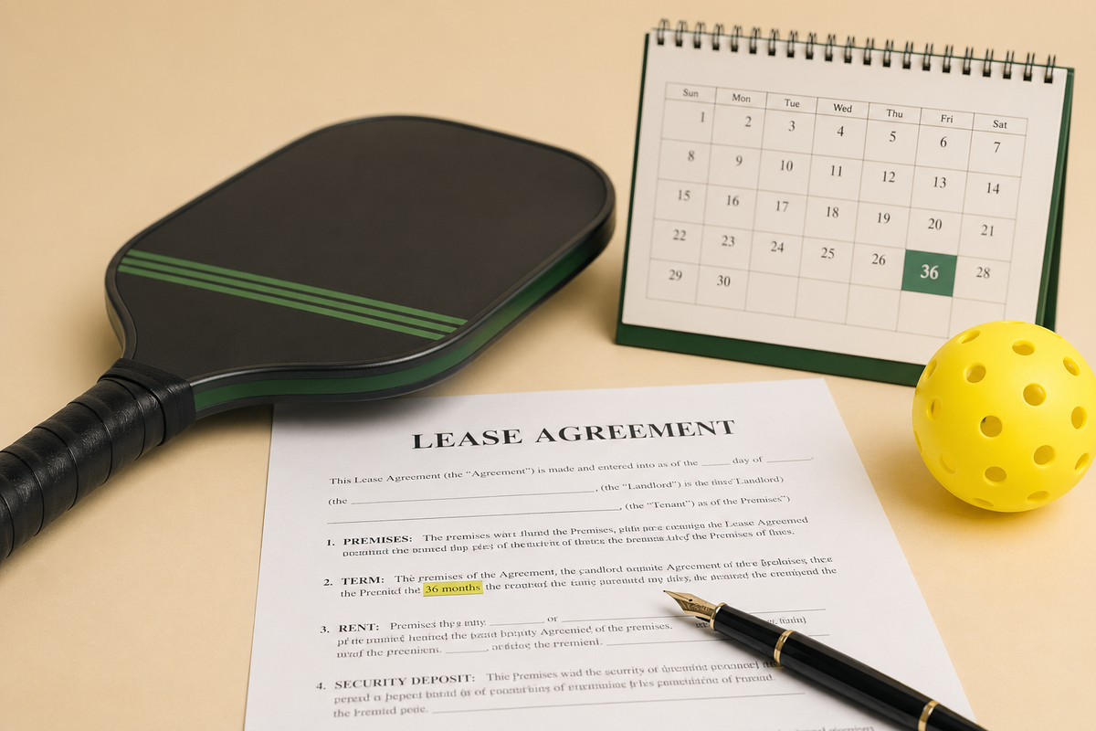 Leasing terrain pickleball : démarrez sans investissement initial, paiements 24-60 mois