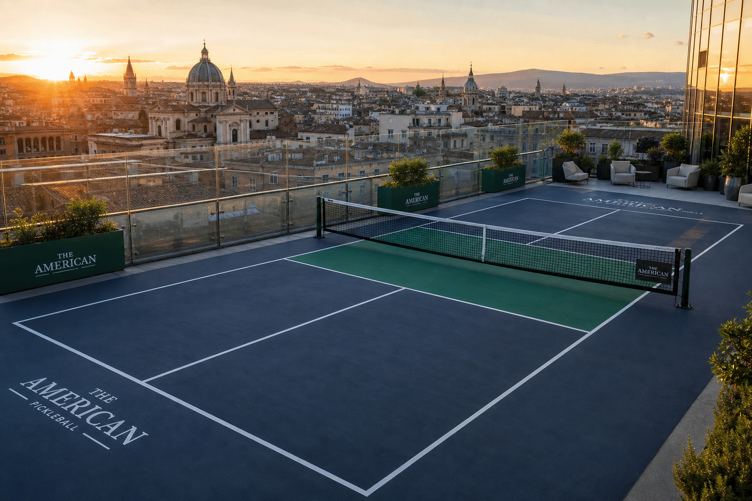 Hôtel urbain et rooftop — Court panoramique pour hôtels centre-ville et rooftops premium.