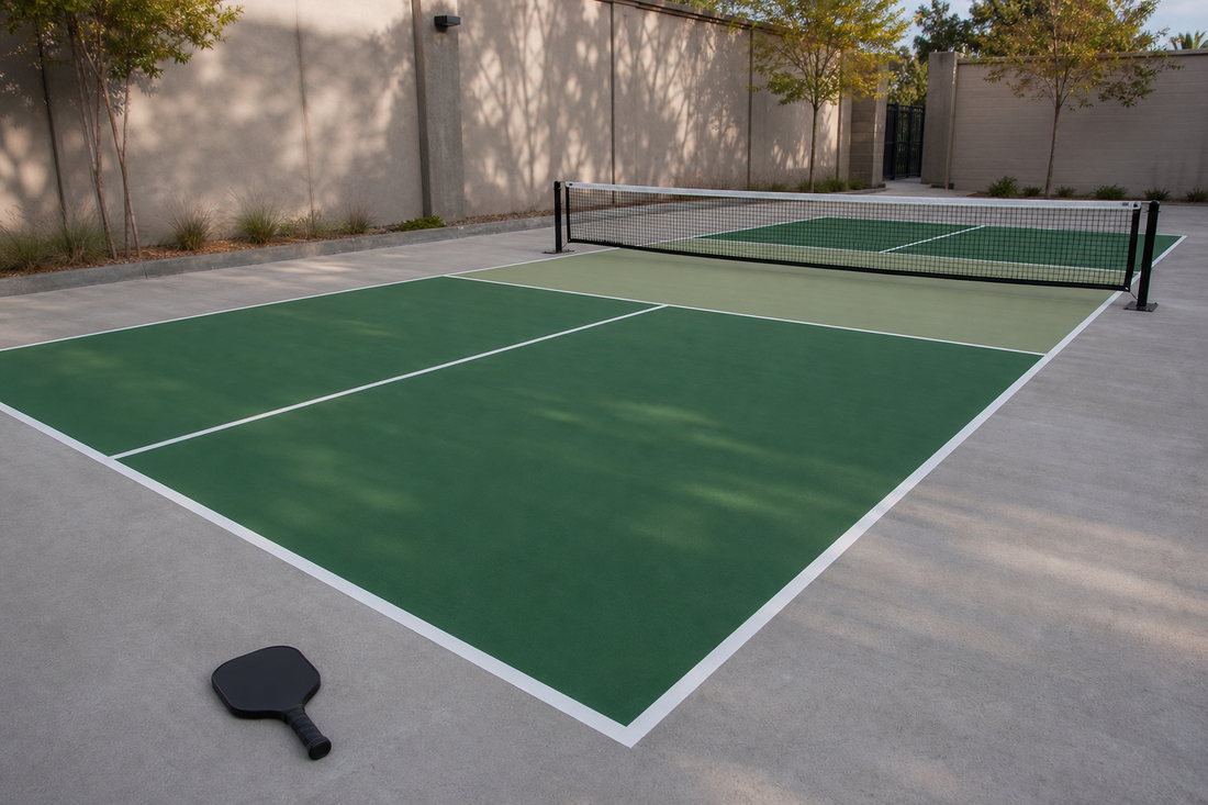 Terrain pickleball portable en cour institutionnelle - initiative sociale Roger BelAir