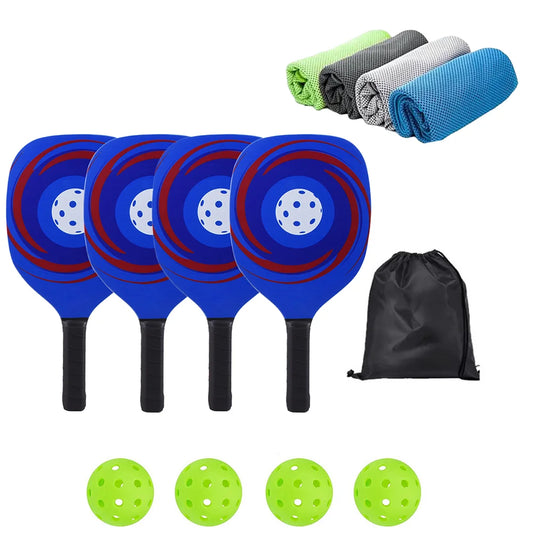 Kit Pickleball pour 4 personnes - Raquettes, balles, serviettes et sac