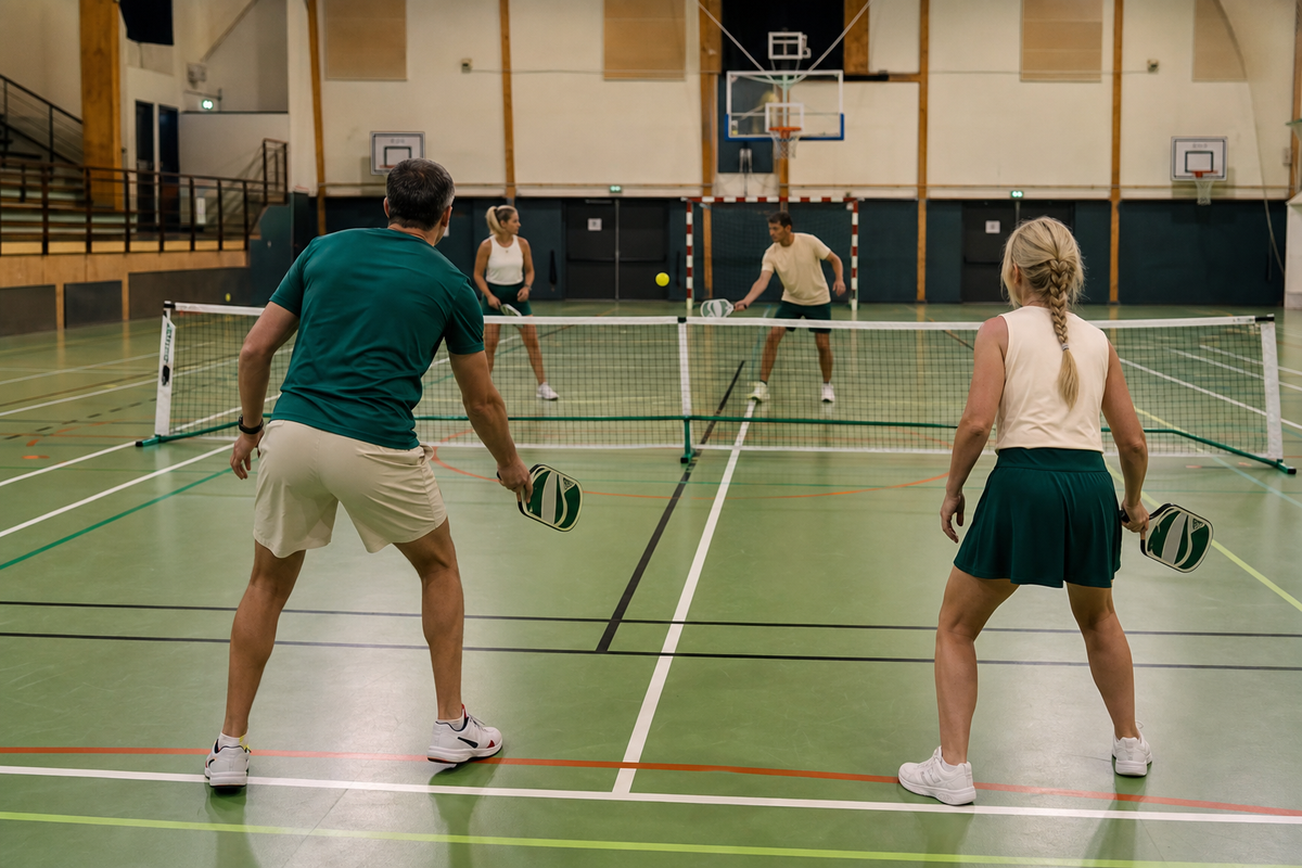 Terrain de pickleball pour gymnase : co-traçage multisports rapide et économique