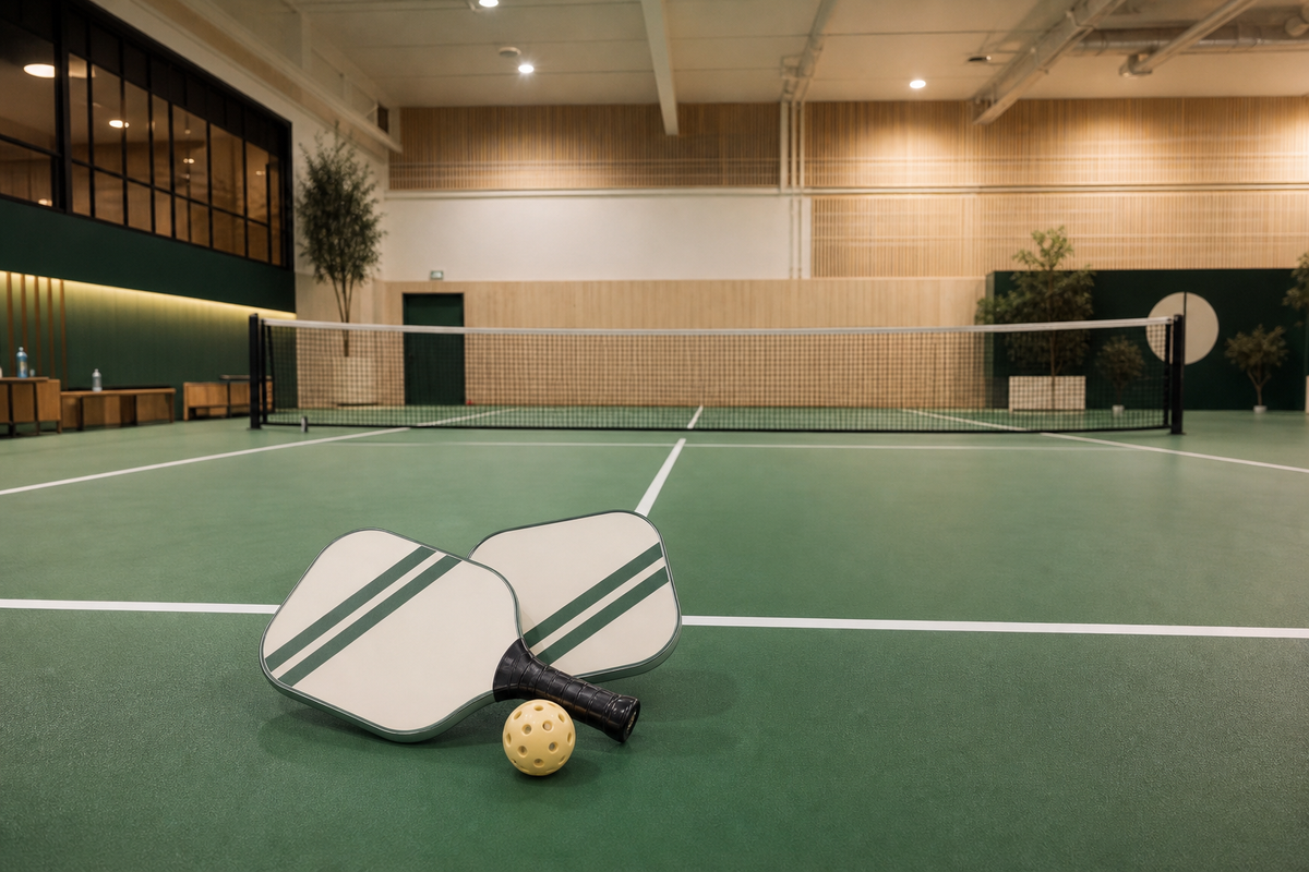 Terrain de pickleball indoor : revêtements et installation gymnase 2026