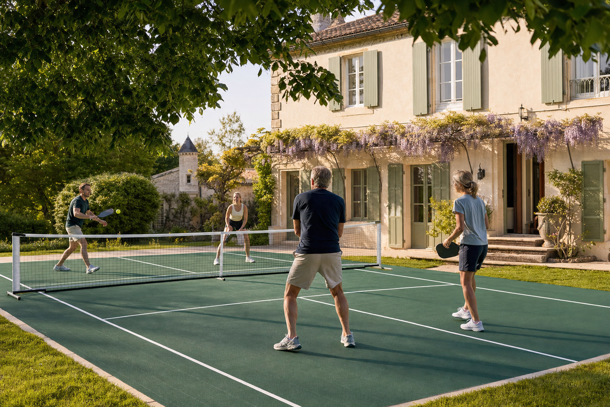 Terrain de pickleball pour particulier avec jardin : projet clé en main