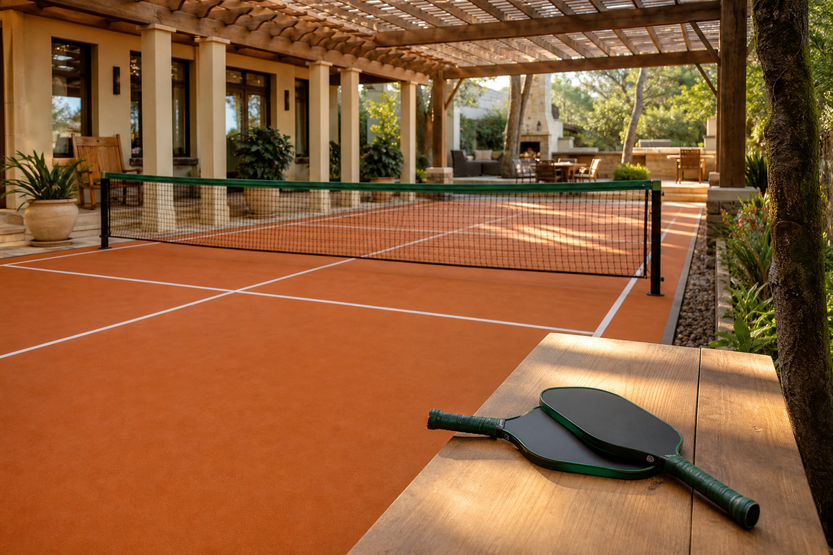Outdoor PVC pickleball surface: for covered terraces and shelters