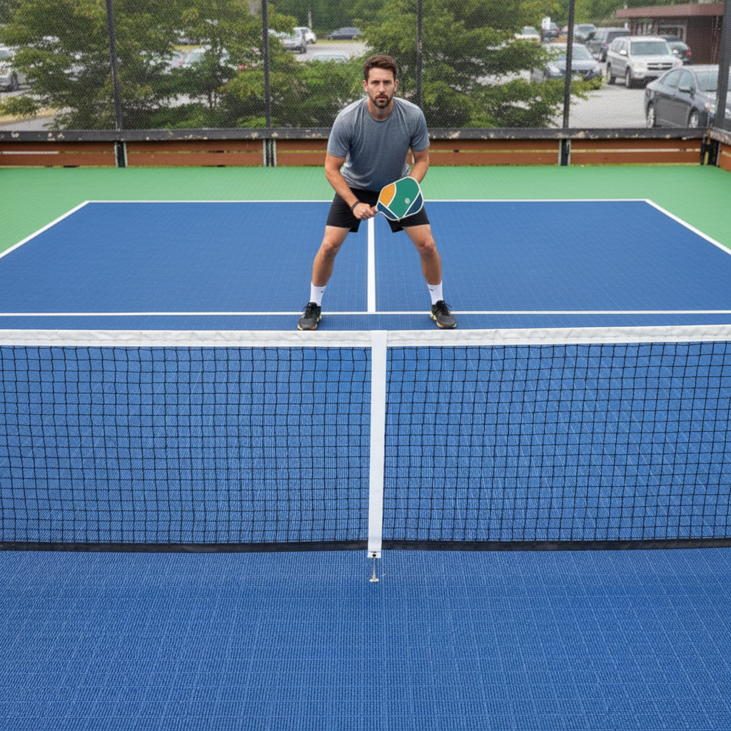 Joueur homme avec filet devant