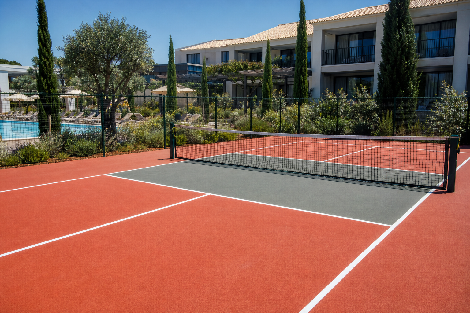 Outdoor resort et jardin — Entre piscine et jardin : expérience club sans quitter l'établissement.